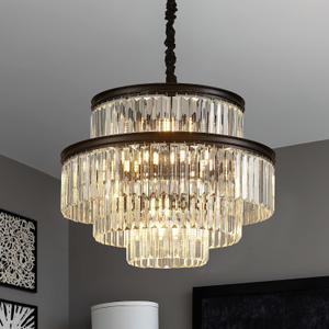 21.6" 14-Light Modern Crystal Chandelier Light Fixtures 4-Tier Black Luxury Chandeliers for Dining Room Round Hanging Pendant Lighting for Living Room Kitchen Entryway Bedroom Foyer Hallway, Diameter 21.6"