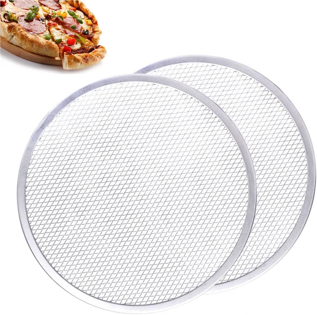 Pizza Screen,12 inch Seamless-Rim Aluminum Nonstick Pizza Screen, Pack of 2
