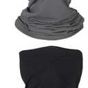 Mandydov Summer Cooling Neck Gaiter Face Mask Breathable Balaclava, UV Protection Wind Dust Proof Face Cover Scarf, Grey & Black, Pack of 2