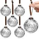 Threan 6 Pcs Large Vintage Mercury Glass Christmas Ornaments 3.15" Hanging Christmas Ball Ornaments Antique Embossed Ball Decorations for Xmas Tree Garland Wreath Holiday Decor(Silver, Etched)