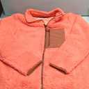 Amazon Essentials Women's Sherpa Long-Sleeve Mock Neck Full-Zip Jacket with Woven Trim, Brown Coral Pink Color Block, XX-Large