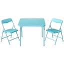 Heritage Kids Blue Kids Activity Table and Chair Set,3-Piece Furniture Set with 1 Square Table & 2 Folding Chairs,Playroom Table Set for Ages 3+
