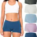 BAMBOO COOL Seamless Boyshort Underwear for Women Mid Waist Stretchy Panties Moisture Wicking Boxer Briefs 5 Pack (L)