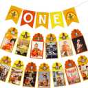 Thanksgiving Turkey One Banner and Turkey 1st 12 Month Birthday Photo Banner for Thanksgiving turkey 1st Birthday Party Decorations
