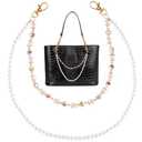 Hzopcw Punk Pants Chain, Rhinestone Flower Pearl Belt Charms, Alloy Wallet Chain Clothing Accessories for Jeans Pants Trouser Belts Streetwear Bags- Gold & White