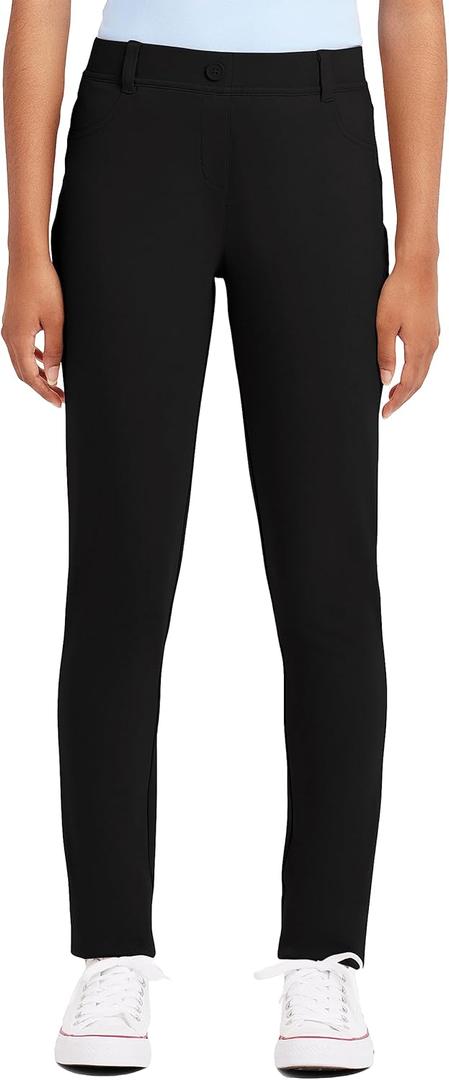 Nautica Womens Juniors Uniform Skinny Leg Jegging, Flat Front Style with Zipper Closure, Functional Pockets (X-Large, Black)