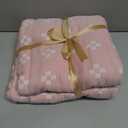 SHSYCER 2 Layer Cozy Lightweight Muslin 100% Cotton Blanket for Bed, Couch & Sofa, Summer Bedding Coverlet with Pattern,Pink,Twin 59''x78''