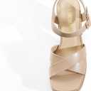 DREAM PAIRS Women's Platform Chunky Heels Square Open Toe Ankle Strap High Heeled Sandals Y2K Shoes for Party Brunch (Beige, Size 9)