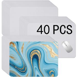 40 PCS White Mouse Pad 3mm Thick for Heat Press Printing,Bulk Mousepad Blanks for Heat Transfer Crafts 22x18x0.3CM