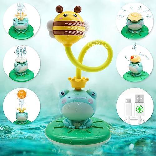 Baby Bath Toys for Kids, Electric Frog Bath Toy with Shower Head & 4 Spray Water Sprinklers Bathtub Toys for Toddlers1-3, Swimming Pool Game Water Play Set Gift for Bathtub Shower Beach
