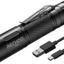 RECHOO Flashlight Rechargeable, G800 LED Flashlight with 3 Lighting Modes, Fixed Focus, Pocket Clip, Small EDC Flash Light for Emergency, Camping Gear (Battery Included) (1 Pack)
