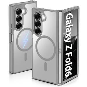 Pilaru Magnetic for Samsung Galaxy Z Fold6 Case : (12FT Military Grade Drop Protection) Translucent Matte [Compatible with MagSafe] Slim Non Slip Anti-Fingerprint Hard Rugged for ZFold 6 Case（Gray）
