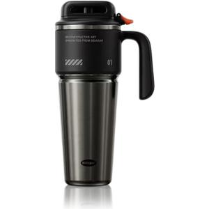 32 oz Tumbler with Handle and Straw, Vacuum Insulated Stainless Steel Travel Mug for Men, Gamer Cup with Push-button Lid, Tactical Gaming Setup Accessory, Fits in Cup Holder - Obsidian Black