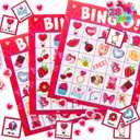 JOYIN 28 Players Valentine's Day Bingo Set, Game Cards for Kids School Classroom Party Supplies, Family Activity