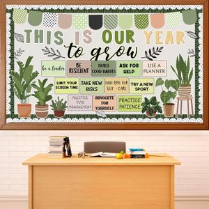 gisgfim This is Your Year Bulletin Board Decorations Greenery Plant Paper Cutouts Eucalyptus Inspirational Bulletin Board Set for Welcome Back to School Nursery Chalkboard Door Wall Decor Supplies, 59 x 35.4 inches