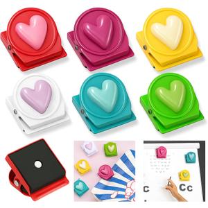 12 Pcs Heart Magnets Clips Refrigerator Magnetic Clips Colorful Decorative Magnets Metal Magnet for Fridge Whiteboard Classroom Kitchen Office (Colorful)
