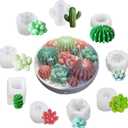 Navani 9 Pack Succulent Silicone Mold,Flower Resin Mold,Silicone Candle Molds.3D Cacti Candle Mold Silicone for Scented Candles Soaps Making, Wax, Resin Casting,Soap Cake Dessert Mousse Mold (A)