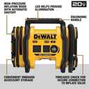 DEWALT Tire Inflator Portable Air Compressor 20V MAX, Air Pump with Automatic Shut Off, LED Light, Tool Only (DCC020IB)