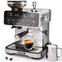 PULZO Espresso Machine with Grinder, 20 Bar Professional Coffee Machine, All-in-One Stainless Steel Coffee Maker with Milk Frother, to Make Latte, Cappuccino, 67oz Detachable Water Tank