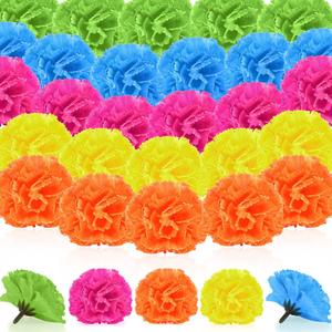 Syhood 50 Pcs Mexican Marigold Flower Bulk Decorations Flores Artificiales Fiesta Party Decorations for Mexican Backdrop Party Floral with Stems DIY Marigold Garland (2.4 Inch, Mixed Colors)