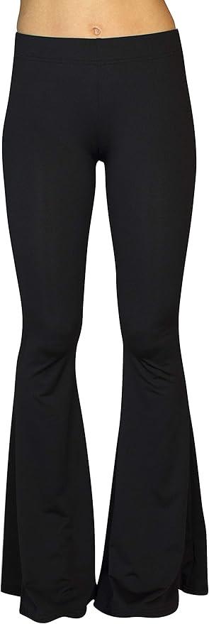 Daisy Del Sol High Waist Comfy Stretch Boho 70s Bell Bottom Fit to Flare Lounge Yoga, L