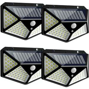 Solar Lights Outdoor [100 LED/3 Working Mode], Solar Security Lights Motion Sensor Lights Wireless IP65 Waterproof Solar Powered for Garden Fence Patio Garage Deck