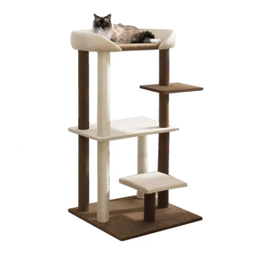 Modern Cat Tree Tower with Extra Large Platform Perch Bed for Maine Coon and Big Couch Sofa for Multiple Cats
