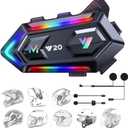 FEYA Motorcycle Helmet Speakers with 16-Types RGB Dazzling Lights High Battery Life Motorcycle Headphones Dual Noise Reduction/Automatic Answer/Call Music Control/Wake up Siri/IPX6