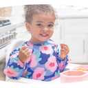 Tiny Twinkle Long Sleeve Bib for Babies & Toddlers | Waterproof Smock Bib for Eating | Machine Washable & Mess-Proof Feeding Essentials | Newborn Shower Gift (Floral Blue, 6–24M)