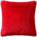 DECOBIRD Decorative Extra Soft Fuzzy Faux Fur Cushion Cover 20x20 Inch Double Sides Long Hair Shaggy Throw Pillow Cover Fluffy Cozy Plush Comfy Microfiber Fleece 100% Polyester Bright Red, 1 Piece