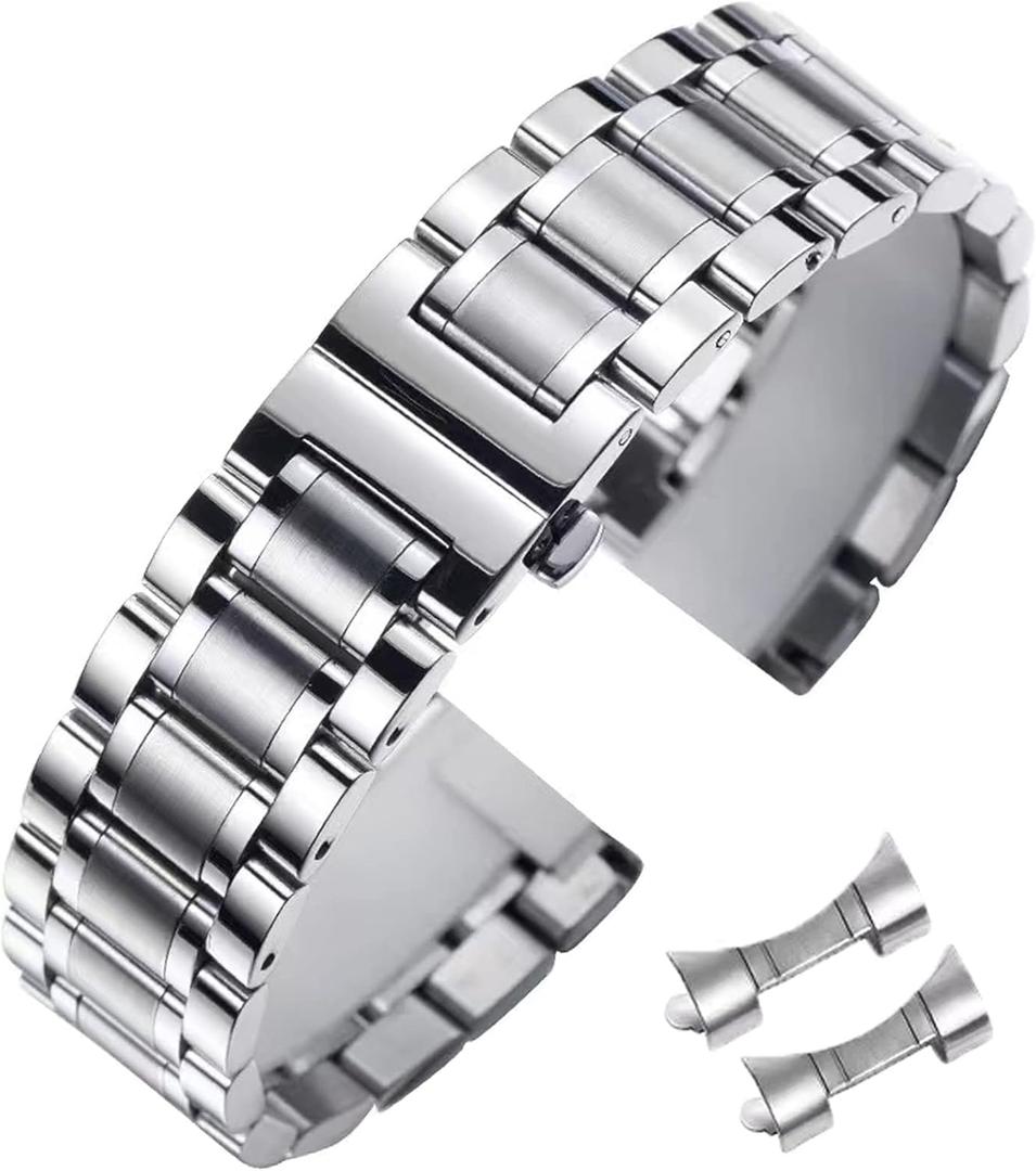 Stainless Steel Watch Band 16mm Universal Metal Watch Strap Smartwatch Replacement Band Men Women fit Most Traditional Watches