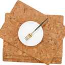 Eaasty 6 Pieces Cork Placemats 17 x 12 Inch Heat Resistant Non Slip Wood Place Mats Wood Grain Placemats Rustic Mats for Dining Table