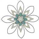 20 inch metal flower wall decor art wood composite wall decor art, metal 3D wall art, farmhouse decoration, bathroom living room, home office, garden, kitchen, multi flower hanging decoration, 20"L x 1.5"W