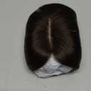 Clip in Human Hair Toppers for Women, Middle Part Lace Human Hair Side Bangs Straight Hairpieces Extensions Hair Volume 10 inch (Dark Brown+No Bangs)