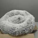 Amazon Basics Donut Pet Bolster Faux Fur Bed for Dog, Grey, 23" x 23"