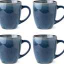 GBHOME Ceramic Coffee Mugs Set of 4, 12oz Stoneware Coffee Mugs Set For Dad Mom Women MEN, Light Weight Ceramic Coffee Cups for Latte/Tea/Beer/Hot Cocoa, Dishwasher & Microwave Safe (Space Blue)