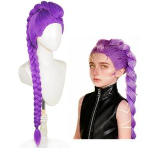 Topcosplay 24 inch Girls Long Purple Braid Cosplay Wig Halloween Party Costume Wig