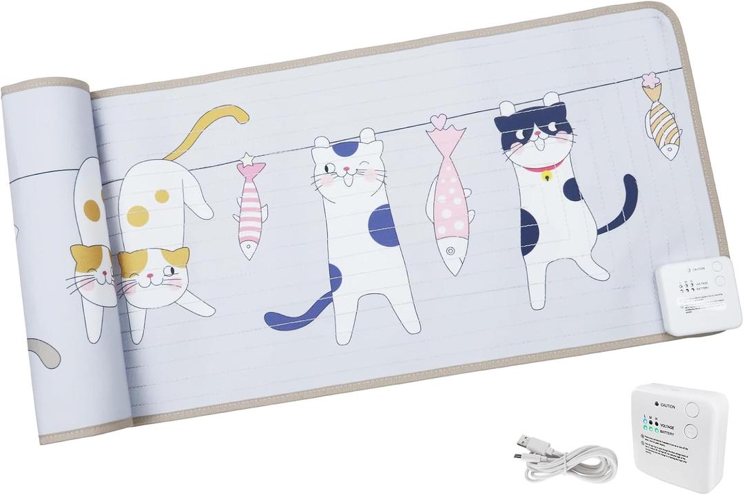 DOGNESS Rechargeable Pet Shock Mat, 59"x15" Safe Cat Scat Repellent Mat Electronic Training Pads Keep Dogs and Cats Off Couch, Bed, Indoor Cat Deterrent Mats (Cat Balcony)