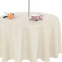 Fitable Round Table Cover Outdoor and Indoor Tablecloth - Washable Waterproof Wrinkle Free Table Cloth with Zipper and Umbrella Hole for Spring/Summer/Party/Picnic/BBQS/Patio Beige 70R