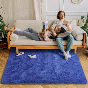 Chicrug Soft Area Rugs for Bedroom Living Room Plush Fluffy Rug 4x6 Feet, Shag Furry Area Rug Carpet Non Shedding for Nursery Children Kids Girls Room Home Decorative, Navy (4' x 6')