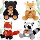 Amazon.com: Zomiboo 4 Pcs Operation Christmas Favor Woodland Stuffed Animals Including Black Plush Elk Fox Raccoon Bear Realistic Toy Woodland Forest Animals Mini Wild Plush Toys for Birthday Party Decor : Toys & Games