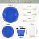 Bestluck 350PCS Clear Blue Plastic Plates for 50 Guests, Disposable Plates with Gold Trim include 50 Dinner and Dessert Plates, 150 Gold Silverware, 50 Cups, 50 Napkins for Party, Wedding & Graduation