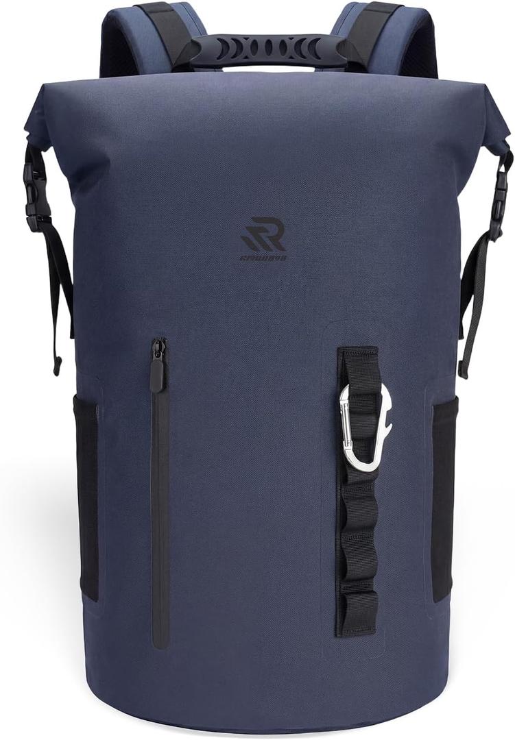 Roll Top Closure Cooler Backpack for Kayaking Beach Paddle Boarding Watersports, Premium 24 Hours Insulated Leak Proof Zipperless Waterproof Soft Cooler for Men for Fishing, 20L Black