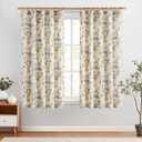 jinchan Linen Curtains for Living Room 63 Inches Length Tropical Leaf Print Botanical Flax Farmhouse Country Curtains Rod Pocket Light Filtering Window Treatment Drapes Set, 2 Panels, Yellow