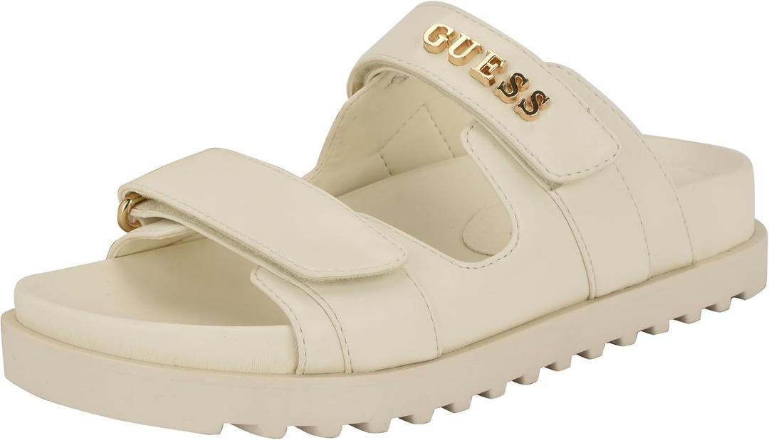 Guess Women's FABULON Sandal, Ivory 150, 7