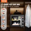 VEVOR Safe 1.2 Cubic Feet Steel Security Safe with Digital Keypad and 2 Keys, Cabinet Safe with Fire-proof Bag, Protect Cash, Gold, Jewelry, Documents for Home, Hotel, 15.8x11.8x13.8 inche