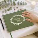 2 x &And Per Se Guest Book for Party, Photo Book, Blank Book and Birthday Guest Book for Special Events, Baby Shower Book to Sign with Blank Lined Pages & Photo Spots (Green with Pattern)