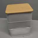 Cat Food storage container Cat Treats Jar,5~6 lb Metal food treats tin for Cat, pet snacks Canisters with wooden lid/handle/sevice scoop-White