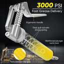 KRETLAW Mini Grease Gun (3000PSI) with Double 3oz Cartridge Grease and 12'' Flex Hose, Reinforced Coupler for Automotive, Yellow