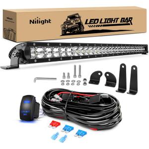 Nilight LED Light Bar 31inch 150W Spot Flood Combo Super Slim 14500LM Off Road 3D LED Driving Off Road Lights with Wiring Harness Kit-1 Lead for Trucks Pickup SUV ATV UTV Boat 4x4 Van Camper